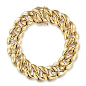 Gabriel & Co. TB4831-7Y4JJJ 14 karat yellow gold Contemporary bracelet, front view of the looped chain with the box clasp set among the links