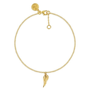 Gabriel & Co. TB5310Y4JJJ 14 karat yellow gold Contemporary bracelet, front view of the fine chain loop with a wing charm, a lobster clasp and an extender