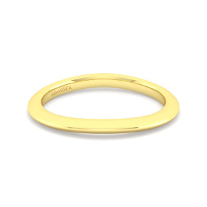 Gabriel & Co. WB11832R8Y4JJJ 14 karat yellow gold Contemporary wedding band, front view of a plain glossy band whose outline swells upward in a smooth arch