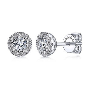Gabriel Fashion 14 Karat Clustered Diamonds Stud Earrings EG11814W44JJ