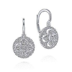 Gabriel Fashion 14 Karat Clustered Diamonds Leverback Earrings EG12660W44JJ