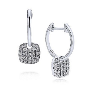Gabriel Fashion 14 Karat Pave Drop Earrings EG12666W45JJ