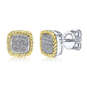 Gabriel Fashion 14 Karat Two-Tone Hampton Diamond Stud Earrings EG9487M45JJ