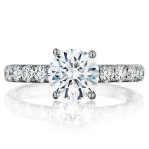 Henri Daussi BXB Round Diamond Solitaire Engagement Ring