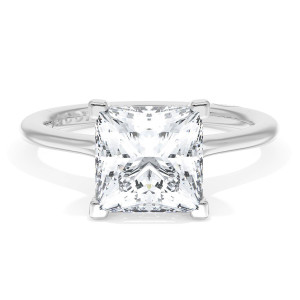 HT2588PR75 Platinum top view: princess cut center stone in corner prongs on a polished band