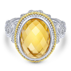 Gabriel Fashion Silver / 18 Karat Two-Tone Roman Ladies' Ring LR5795MYJCT