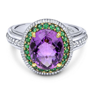 Gabriel Fashion Silver / 18 Karat Two-Tone Roman Ladies' Ring LR5804M11MYJMC