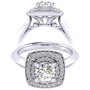Taryn 14k White Gold Round Perfect Match Engagement Ring TE001B4AFW44JJ