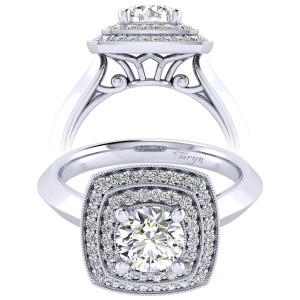 Taryn 14k White Gold Round Perfect Match Engagement Ring TE001B4AGW44JJ