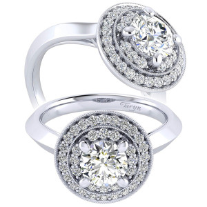 Taryn 14k White Gold Round Perfect Match Engagement Ring TE001B4AHW44JJ