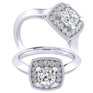 Taryn 14k White Gold Cushion Cut Perfect Match Engagement Ring TE001B4AKW44JJ