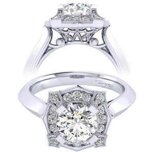 Taryn 14k White Gold Round Perfect Match Engagement Ring TE001C6ADW44JJ
