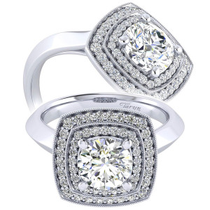 Taryn 14k White Gold Round Perfect Match Engagement Ring TE001C6AGW44JJ