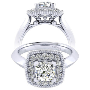 Taryn 14k White Gold Cushion Cut Perfect Match Engagement Ring TE001C6AKW44JJ