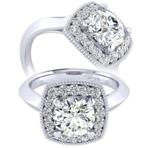Taryn 14k White Gold Round Perfect Match Engagement Ring TE001C8ABW44JJ
