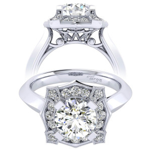 Taryn 14k White Gold Round Perfect Match Engagement Ring TE001C8ADW44JJ