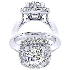 Taryn 14k White Gold Cushion Cut Perfect Match Engagement Ring TE001C8AJW44JJ