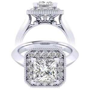 Taryn 14k White Gold Princess Cut Perfect Match Engagement Ring TE001C8ALW44JJ