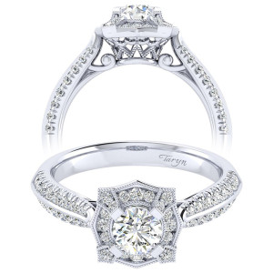 Taryn 14k White Gold Round Perfect Match Engagement Ring TE002A2ADW44JJ