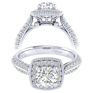 Taryn 14k White Gold Round Perfect Match Engagement Ring TE002B3ABW44JJ