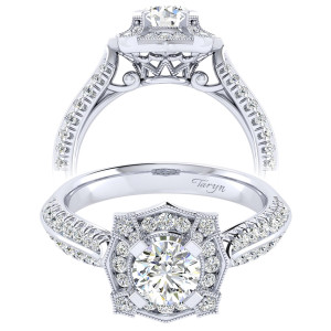 Taryn 14k White Gold Round Perfect Match Engagement Ring TE002B3ADW44JJ