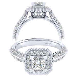 Taryn 14k White Gold Princess Cut Perfect Match Engagement Ring TE002B3ALW44JJ