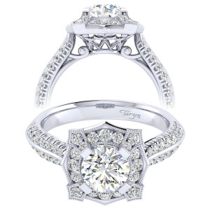Taryn 14k White Gold Round Perfect Match Engagement Ring TE002B4ADW44JJ