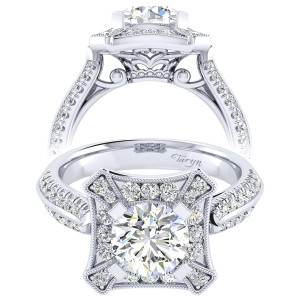 Taryn 14k White Gold Round Perfect Match Engagement Ring TE002C6AEW44JJ