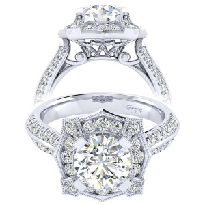 Taryn 14k White Gold Round Perfect Match Engagement Ring TE002C8ADW44JJ