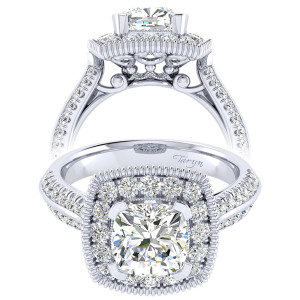 Taryn 14k White Gold Cushion Cut Perfect Match Engagement Ring TE002C8AKW44JJ