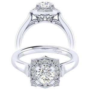 Taryn 14k White Gold Round Perfect Match Engagement Ring TE009B3ADW44JJ