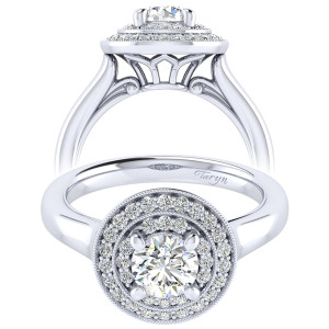 Taryn 14k White Gold Round Perfect Match Engagement Ring TE009B3AHW44JJ