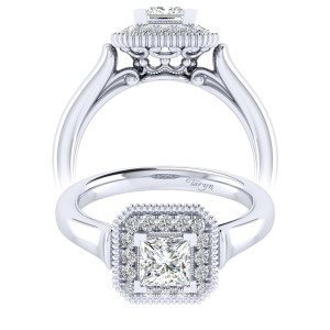 Taryn 14k White Gold Princess Cut Perfect Match Engagement Ring TE009B3ALW44JJ