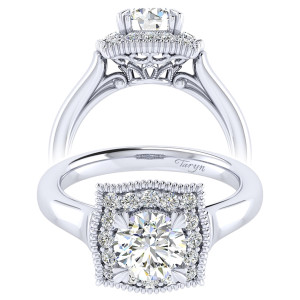 Taryn 14k White Gold Round Perfect Match Engagement Ring TE009B4AAW44JJ