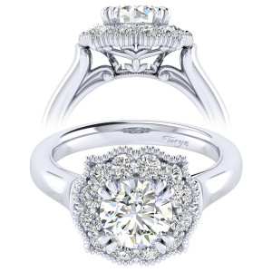 Taryn 14k White Gold Round Perfect Match Engagement Ring TE009C6ACW44JJ