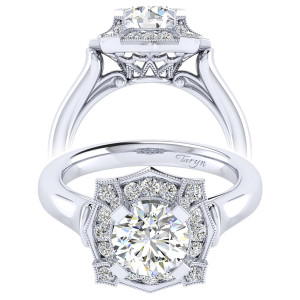 Taryn 14k White Gold Round Perfect Match Engagement Ring TE009C6ADW44JJ