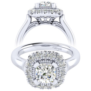 Taryn 14k White Gold Cushion Cut Perfect Match Engagement Ring TE009C6AJW44JJ