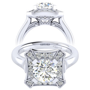 Taryn 14k White Gold Round Perfect Match Engagement Ring TE009C8AEW44JJ