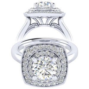 Taryn 14k White Gold Round Perfect Match Engagement Ring TE009C8AFW44JJ
