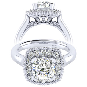 Taryn 14k White Gold Cushion Cut Perfect Match Engagement Ring TE009C8AKW44JJ