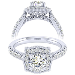 Taryn 14k White Gold Round Perfect Match Engagement Ring TE039B3AAW44JJ