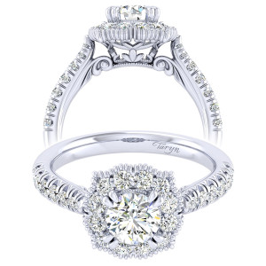 Taryn 14k White Gold Round Perfect Match Engagement Ring TE039B3ACW44JJ