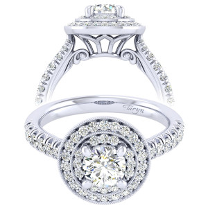 Taryn 14k White Gold Round Perfect Match Engagement Ring TE039B3AHW44JJ