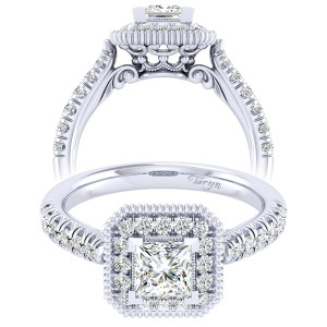 Taryn 14k White Gold Princess Cut Perfect Match Engagement Ring TE039B3ALW44JJ