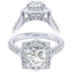 Taryn 14k White Gold Round Perfect Match Engagement Ring TE039C6ADW44JJ