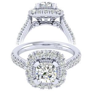 Taryn 14k White Gold Cushion Cut Perfect Match Engagement Ring TE039C6AJW44JJ