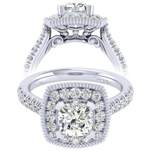 Taryn 14k White Gold Cushion Cut Perfect Match Engagement Ring TE039C6AKW44JJ