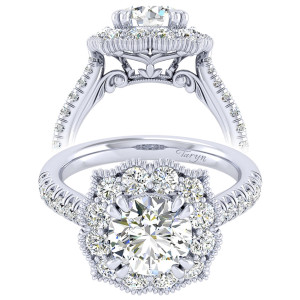 Taryn 14k White Gold Round Perfect Match Engagement Ring TE039C8ACW44JJ
