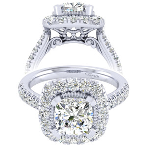 Taryn 14k White Gold Cushion Cut Perfect Match Engagement Ring TE039C8AJW44JJ
