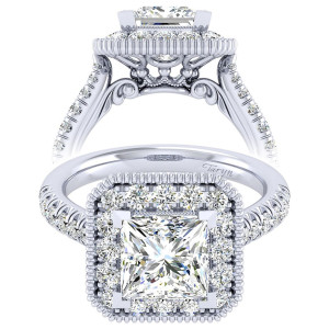 Taryn 14k White Gold Princess Cut Perfect Match Engagement Ring TE039C8ALW44JJ